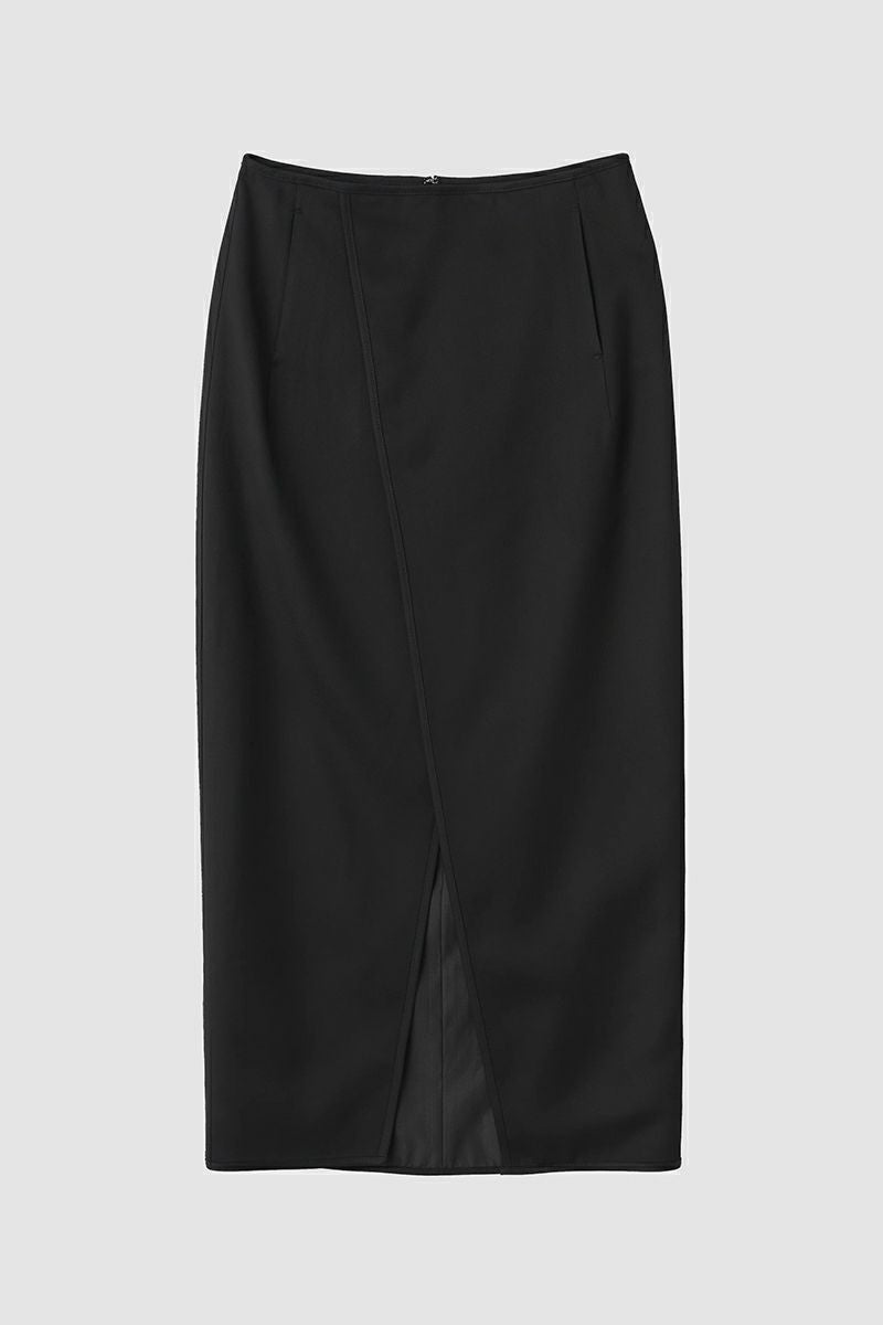 JANE SMITH(ジェーンスミス)WOOL RAYON FRONT OPEN LONG SKIRT ウールレーヨンフロントオープンロングスカート 24SSK-#423L -8