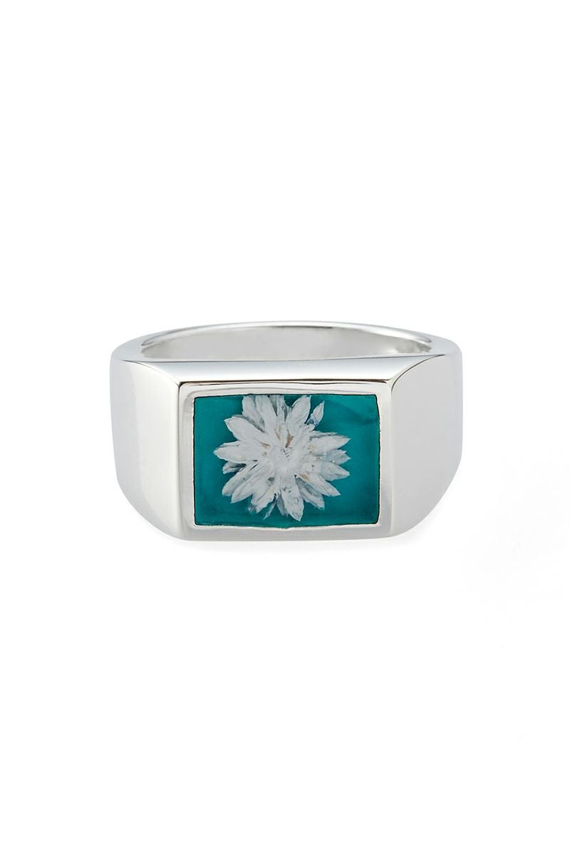 XOLO(ショロ)Signet Ring with Teal Flower シグネットリング ティールフラワー XOR083