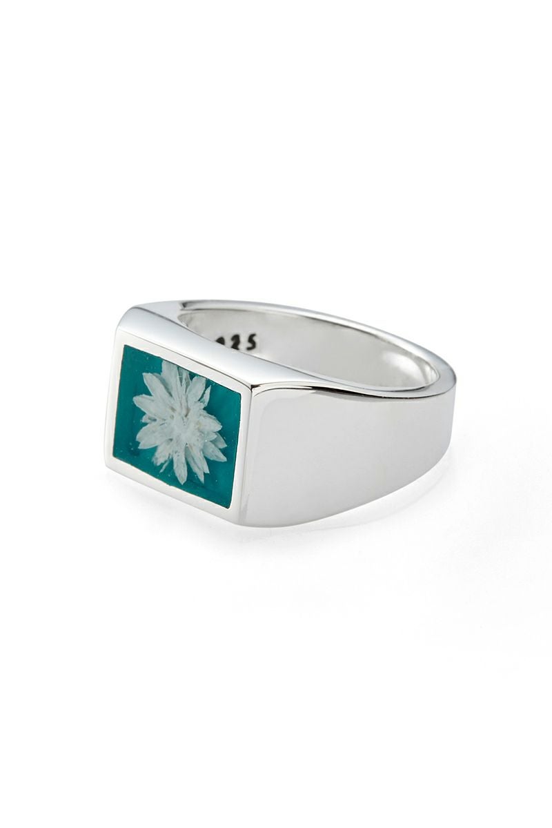 XOLO(ショロ)Signet Ring with Teal Flower シグネットリング ティールフラワー XOR083 -1
