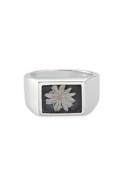 XOLO(ショロ)Signet Ring with Gray Flower シグネットリング グレーフラワー XOR084