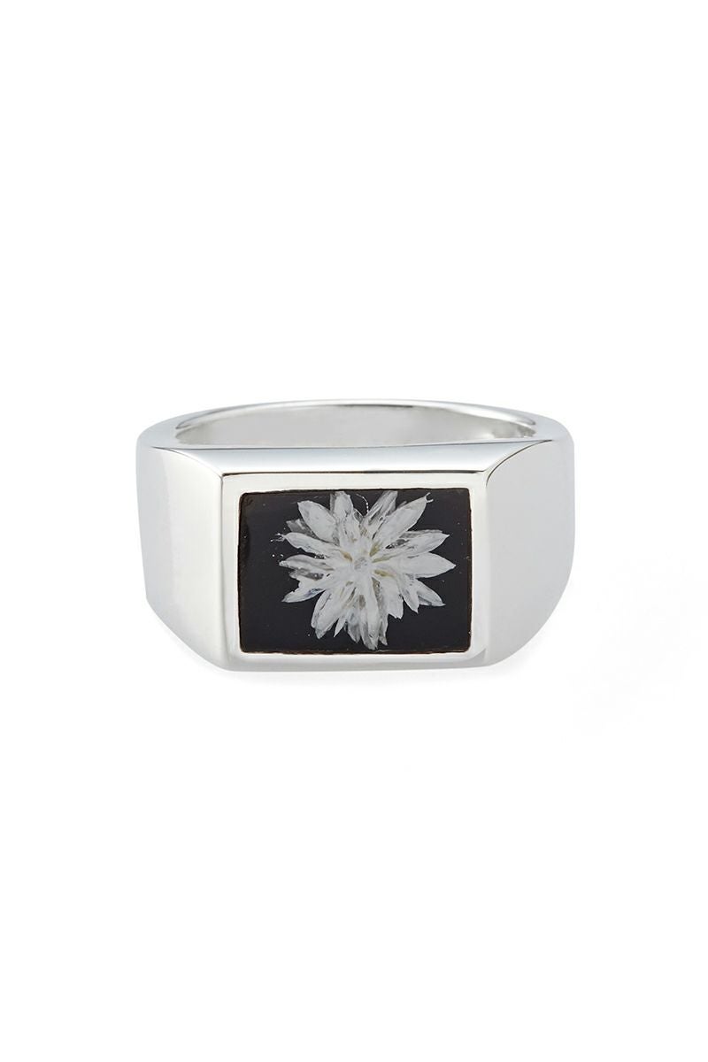 XOLO(ショロ)Signet Ring with Black Flower シグネットリング ブラックフラワー XOR085