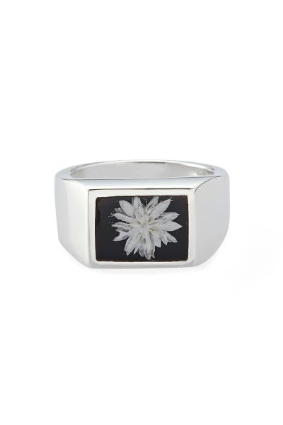 XOLO(ショロ)Signet Ring with Black Flower シグネットリング ブラックフラワー XOR085
