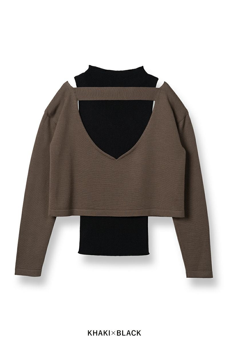 TAN(タン)COMBINATION KNITTED TOPS コンビネーションニットトップス TAN24FW-11 -24