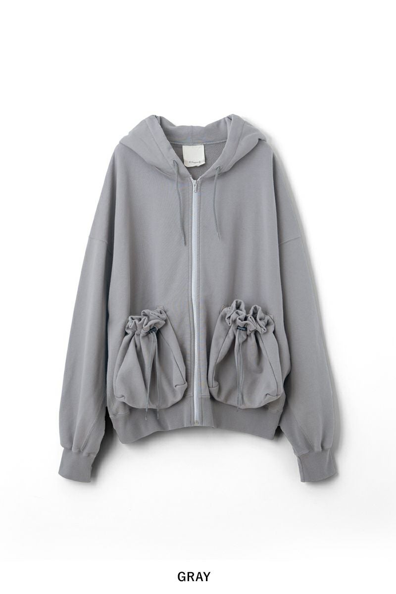 refomed リフォメッド 巾着ジップパーカー チャコール KINCHAKU“ ZIPUP HOODIE | refomed(リフォメッド) / トップス パーカー