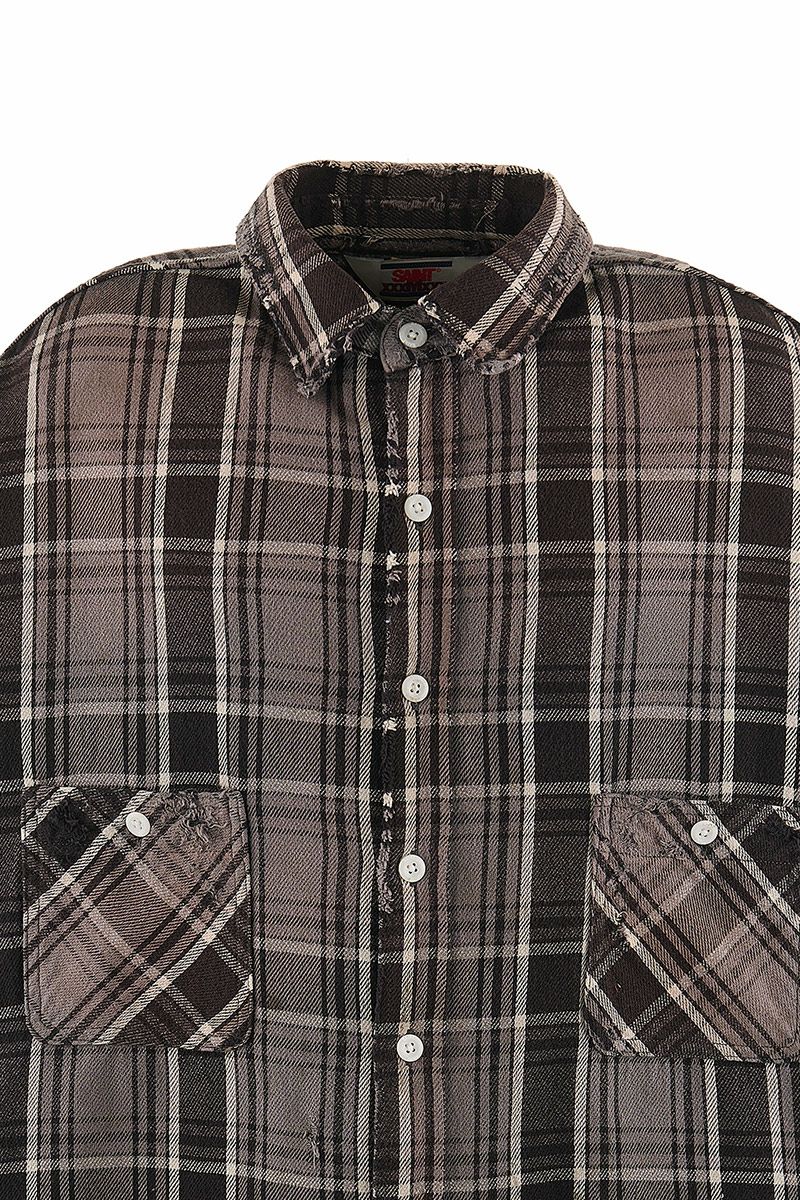 SAINT Mxxxxxx(セントマイケル)SM-YS1-0000-023 / FRANNEL SHIRT / BLACK+GRAY フランネルシャツ -1