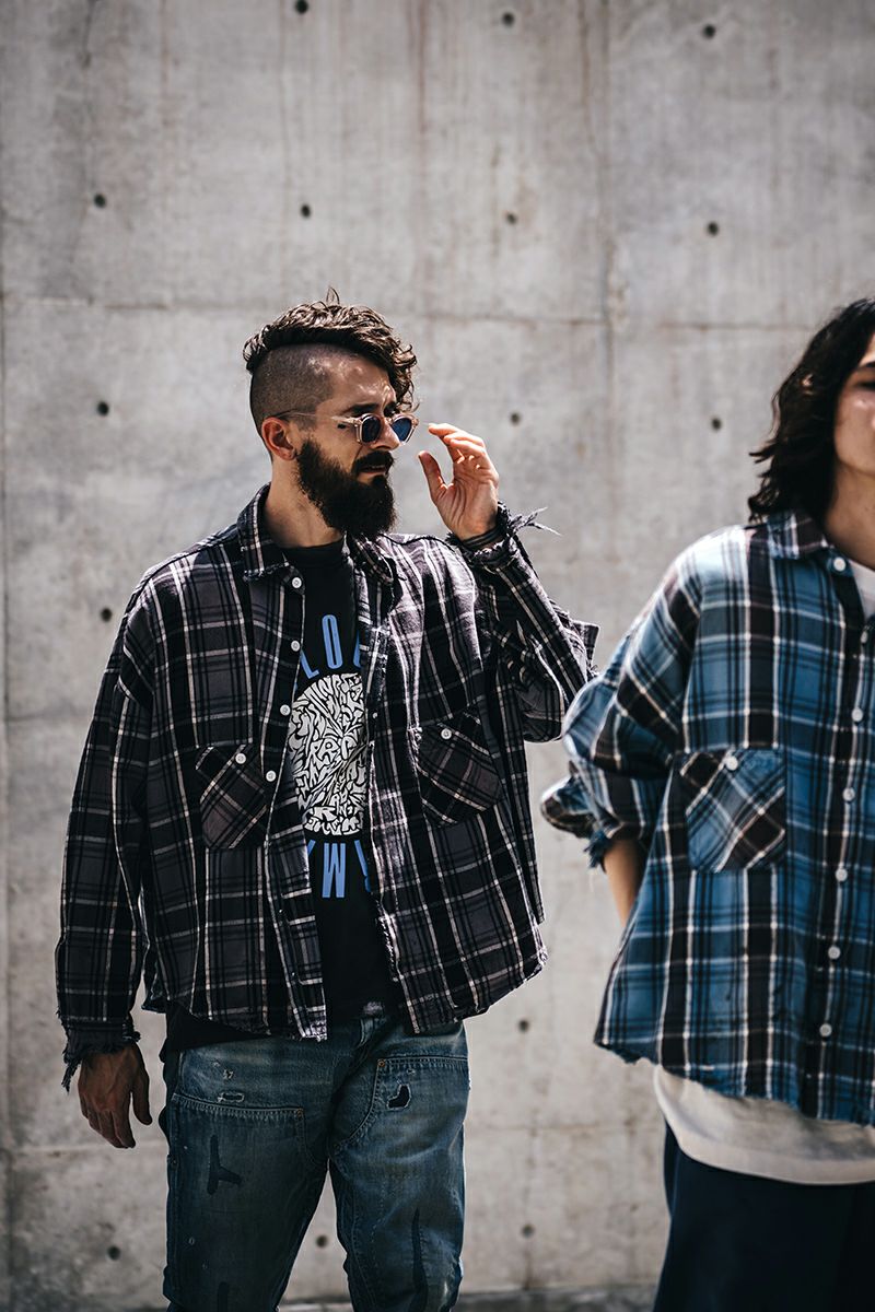 SAINT Mxxxxxx(セントマイケル)SM-YS1-0000-023 / FRANNEL SHIRT / BLACK+GRAY フランネルシャツ -4