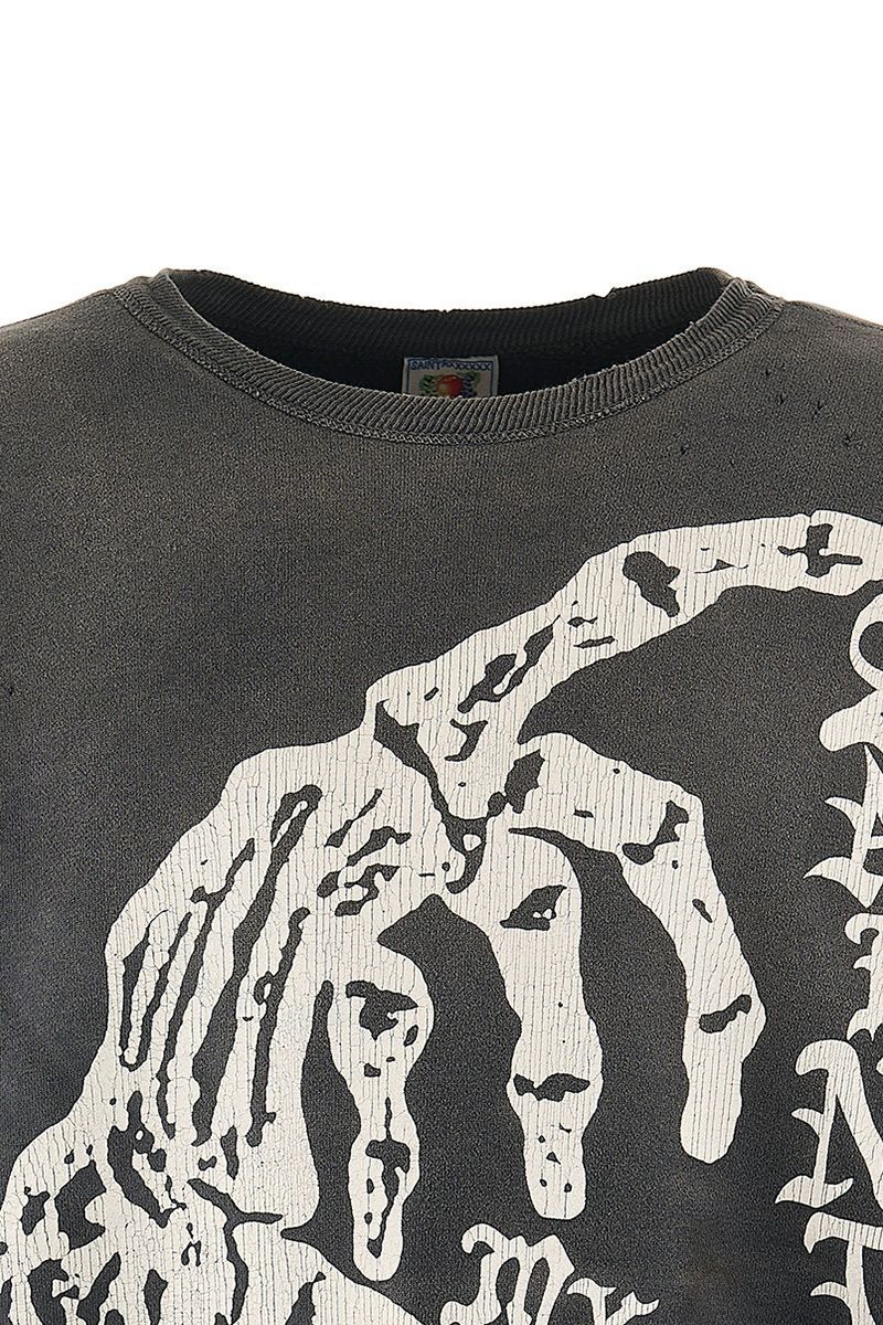 SAINT Mxxxxxx(セントマイケル)SM-YS1-0000-031 / CREW SWT / BONE SAINT / BLACK クルーネックスウェット -1