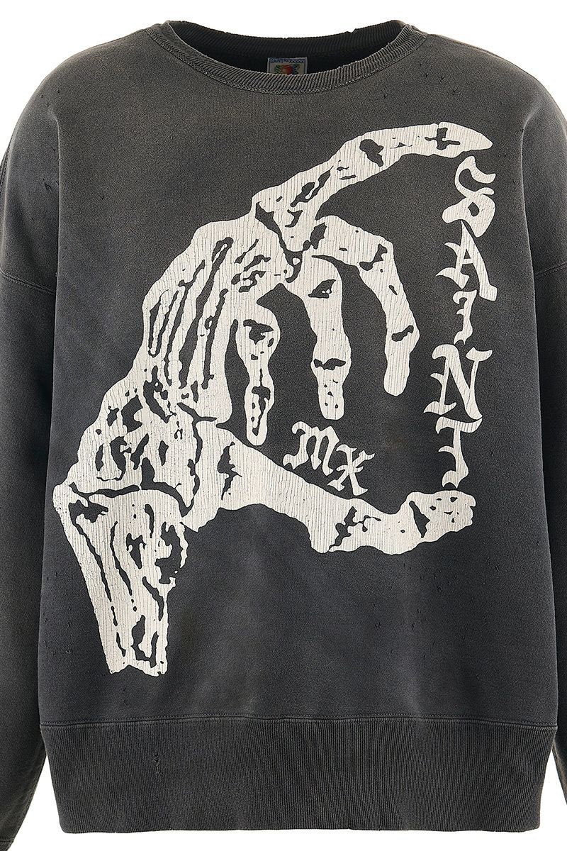 SAINT Mxxxxxx(セントマイケル)SM-YS1-0000-031 / CREW SWT / BONE SAINT / BLACK クルーネックスウェット -2