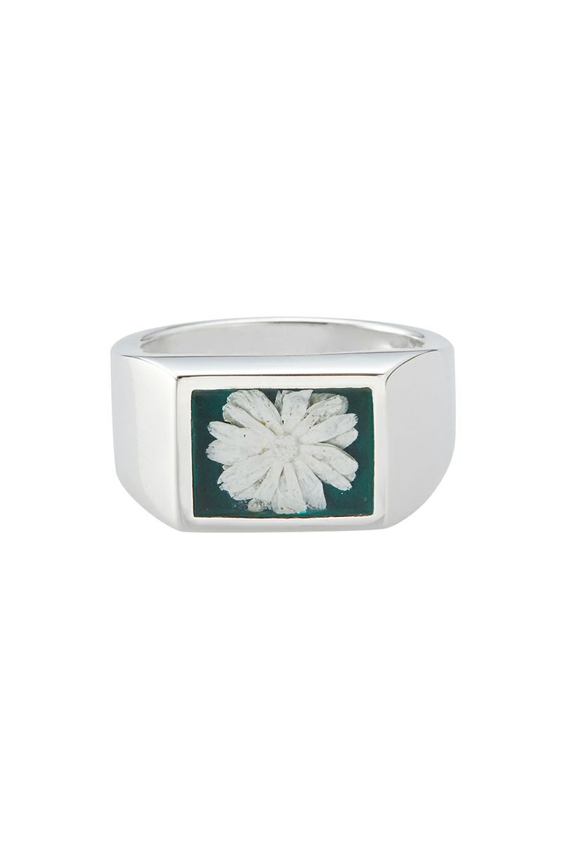 sojiro matsumoto フラワーリング XOLO(ショロ) | XOLO(ショロ) Signet Ring with Forest Green Flower