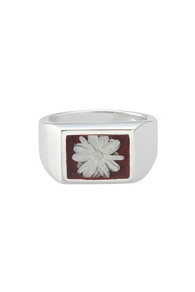 XOLO(ショロ)Signet Ring with Bordeaux Flower シグネットリングウィズボルドーフラワー XOR100