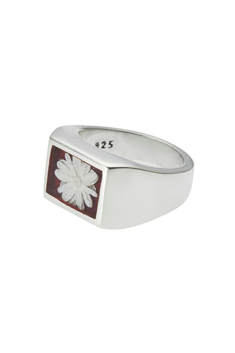 XOLO(ショロ)Signet Ring with Bordeaux Flower シグネットリングウィズボルドーフラワー XOR100 -1