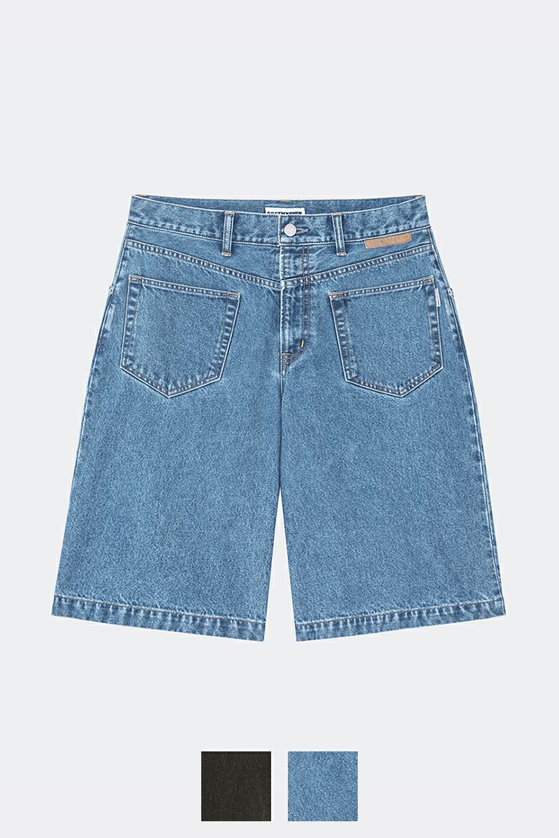 skyhighfarm デニムショーツ　スカイハイファーム　ジョーツ Sky High Farm Workwear - ペレニアル ロゴ デニム ショート パンツ
