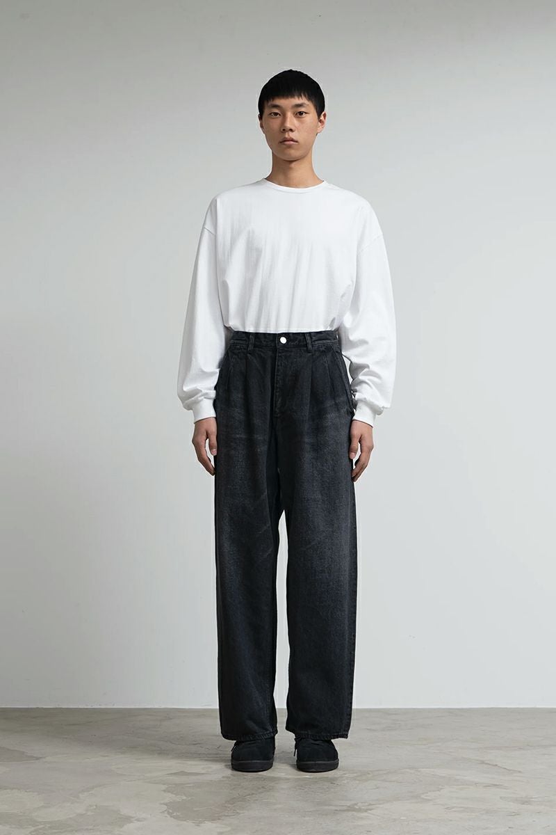 Graphpaper(グラフペーパー)Selvage Denim Two Tuck Pants -DARK FADE- セルビッチデニムツータックパンツ GU251-40188DB -3