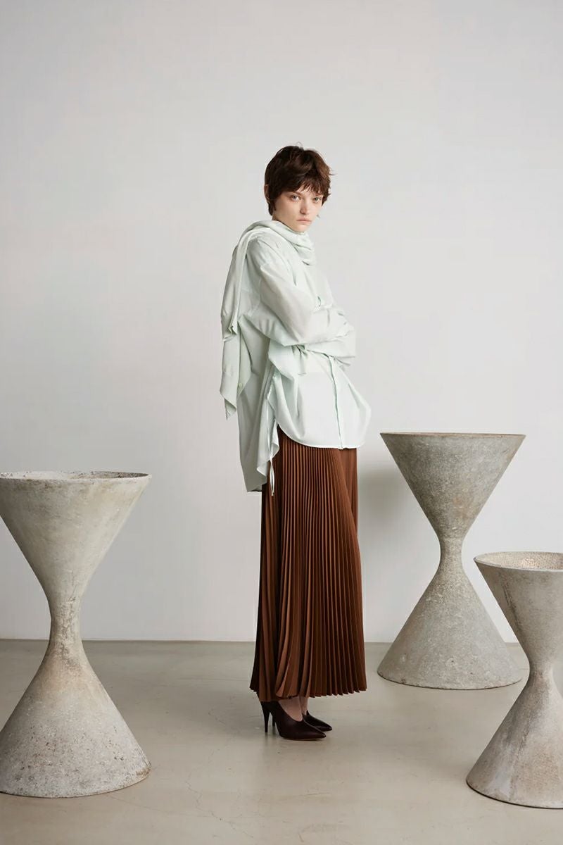 Graphpaper(グラフペーパー)Silicon Lawn Drawstring Band Collar Shirt シリコンローンドローストリングバンドカラーシャツ GL251-50296 -1