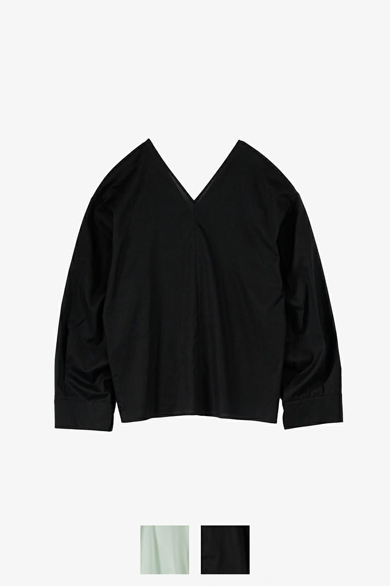 Graphpaper(グラフペーパー)Silicon Lawn V-Neck Blouse シリコンローンVネックブラウス GL251-60295