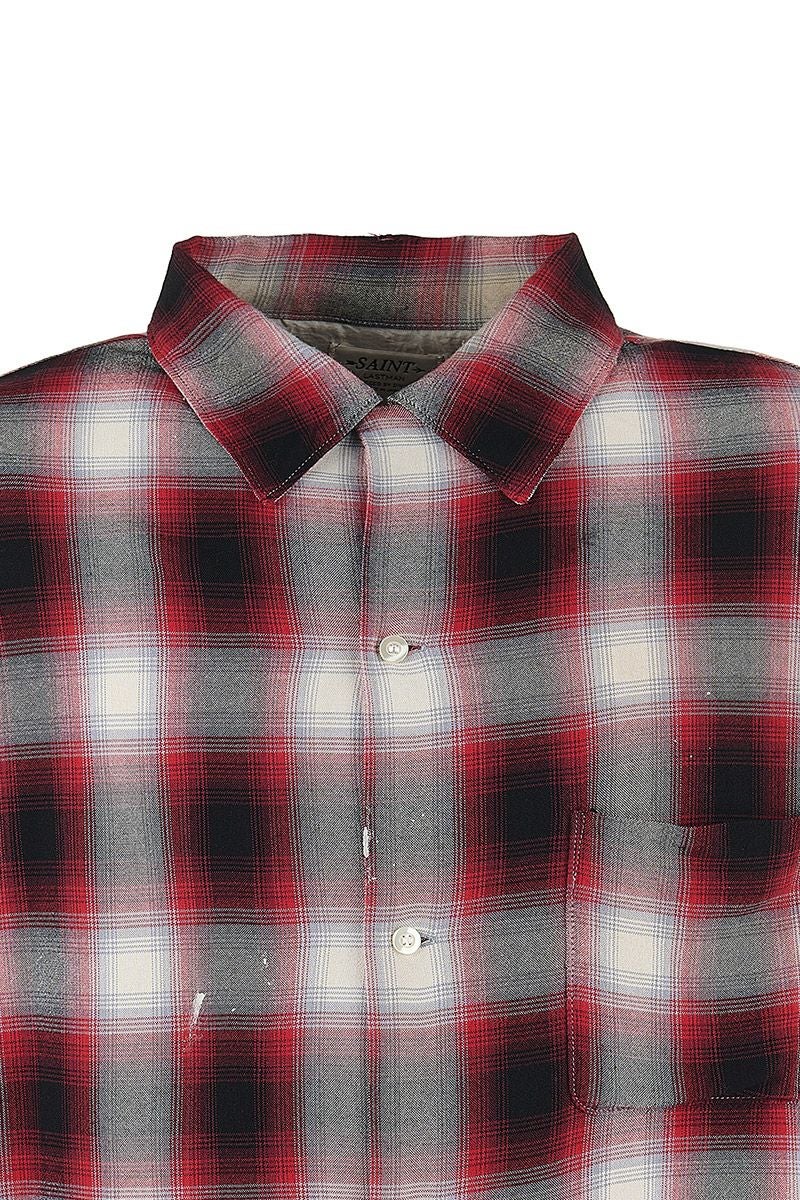SAINT Mxxxxxx(セントマイケル)SM-HR8-0000-C30 / LM_CHECK SHIRT / CHECK / RED チェックシャツ -1