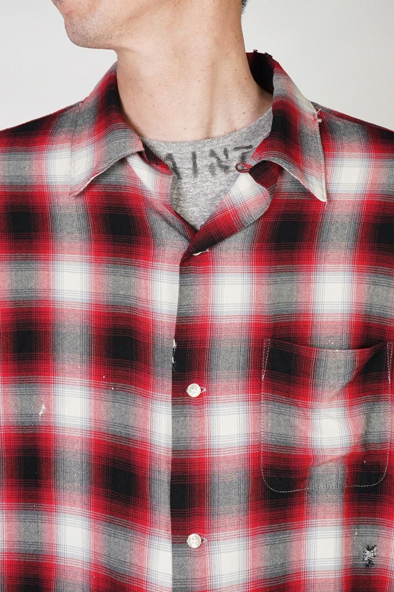 SAINT Mxxxxxx(セントマイケル)SM-HR8-0000-C30 / LM_CHECK SHIRT / CHECK / RED チェックシャツ