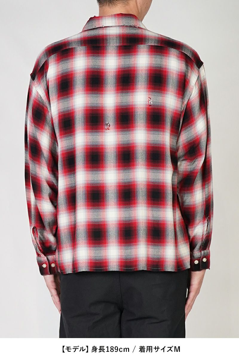 SAINT Mxxxxxx(セントマイケル)SM-HR8-0000-C30 / LM_CHECK SHIRT / CHECK / RED チェックシャツ