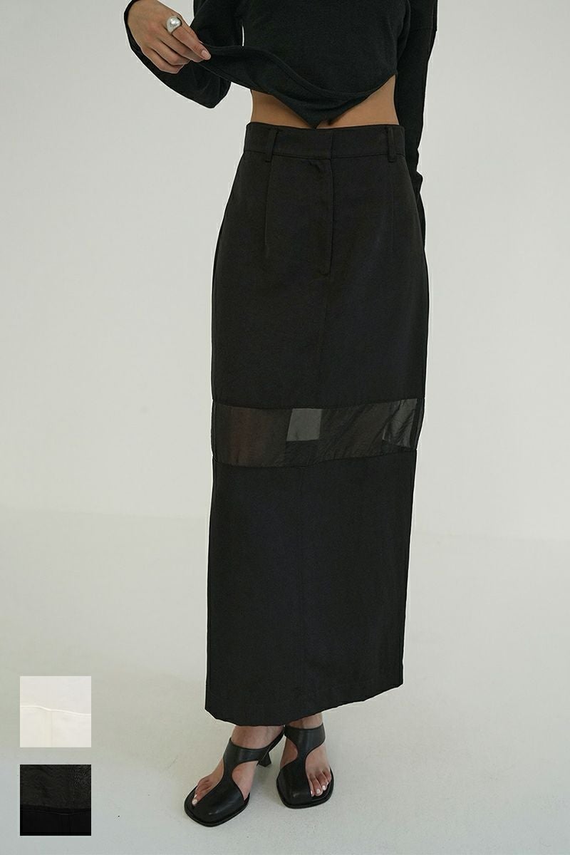 CLANE(クラネ) | CLANE(クラネ)SHEER SWITCHING STRAIGHT SKIRT シアー