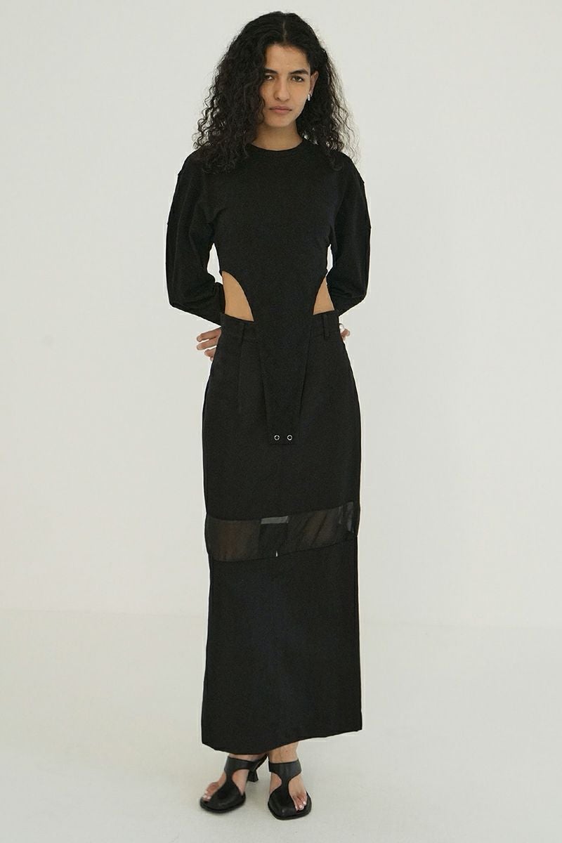 スカート CLANE SHEER SWITCHING STRAIGHT SKIRT セール】SHEER SWITCHING STRAIGHT SKIRT（スカート）｜CLANE（クラネ