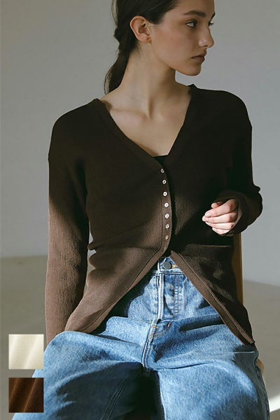 ETRE TOKYO(エトレトウキョウ)シアーリブニットカーディガン 1225211084