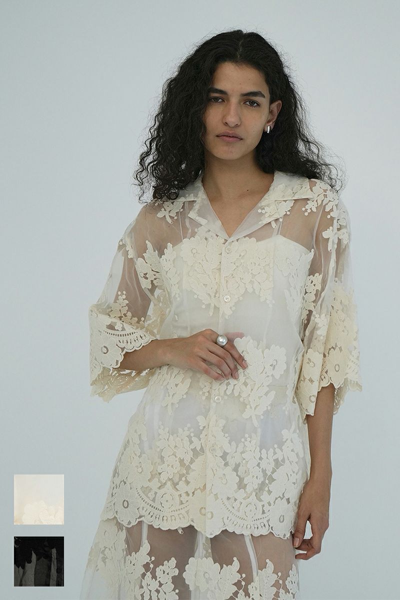 CLANE(クラネ) SHEER FROWER LACE SHIRTS シアーフラワーレースシャツ 18122-4162
