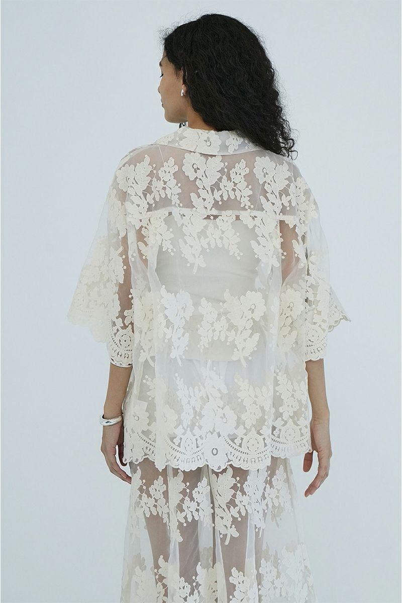 CLANE(クラネ) SHEER FROWER LACE SHIRTS シアーフラワーレースシャツ 18122-4162
