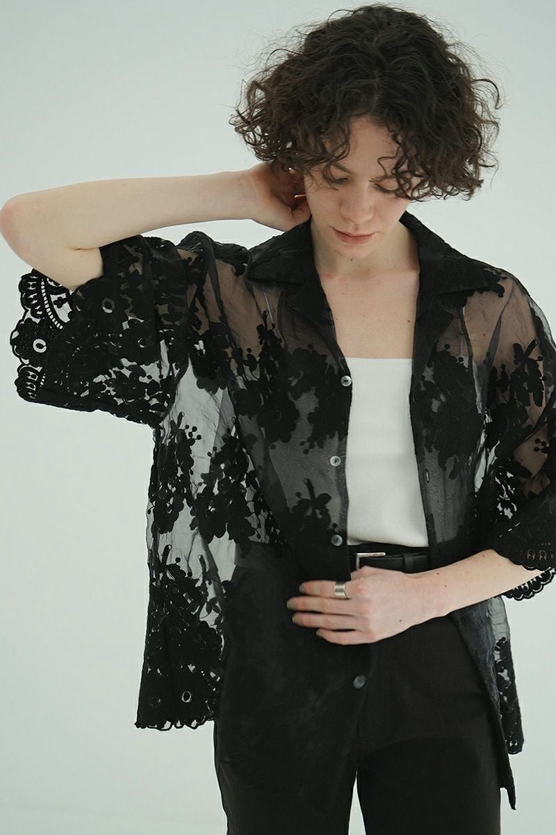 CLANE(クラネ) SHEER FROWER LACE SHIRTS シアーフラワーレースシャツ 18122-4162