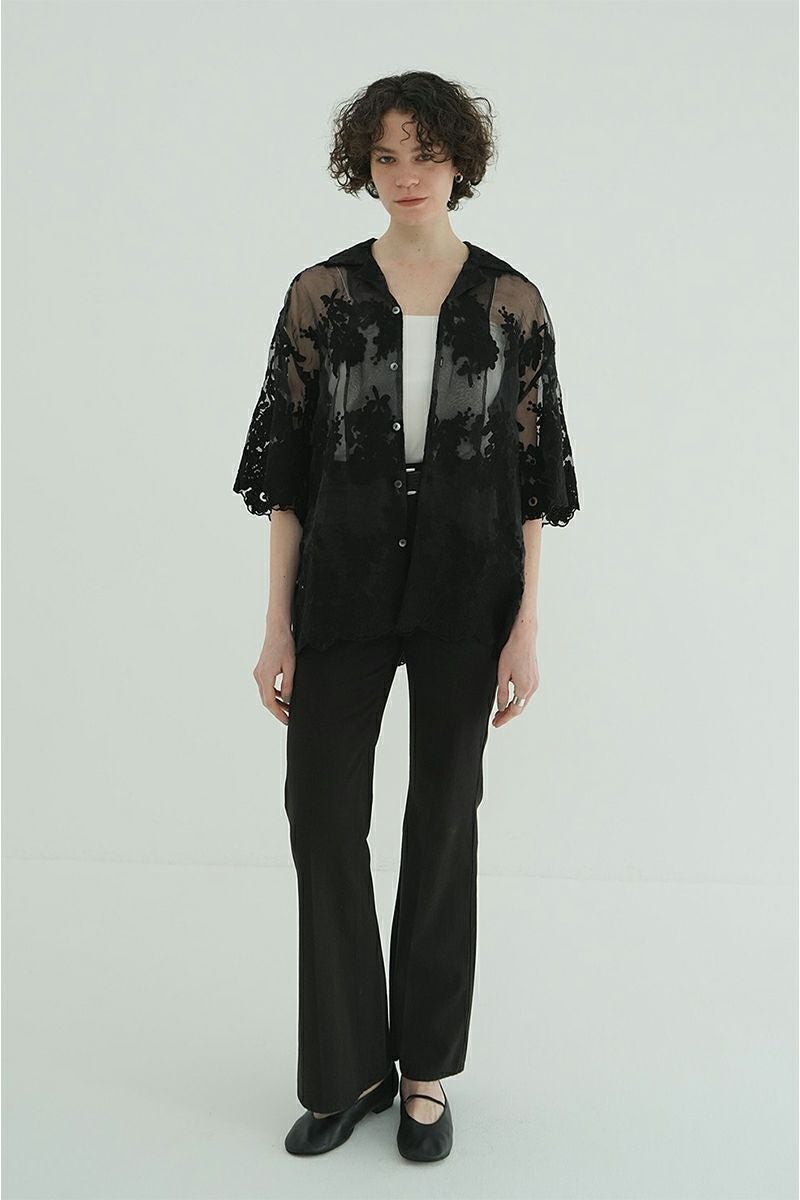 CLANE(クラネ) SHEER FROWER LACE SHIRTS シアーフラワーレースシャツ 18122-4162