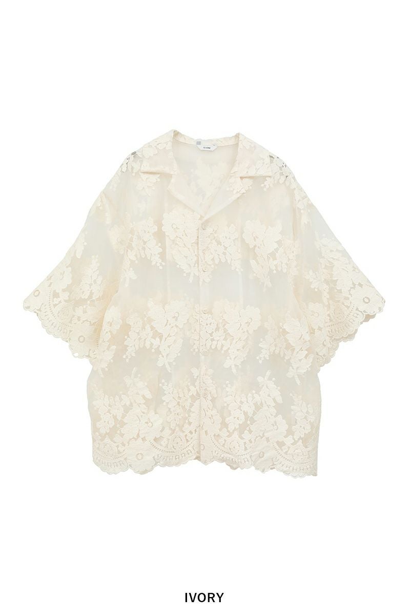 CLANE(クラネ) SHEER FROWER LACE SHIRTS シアーフラワーレースシャツ 18122-4162