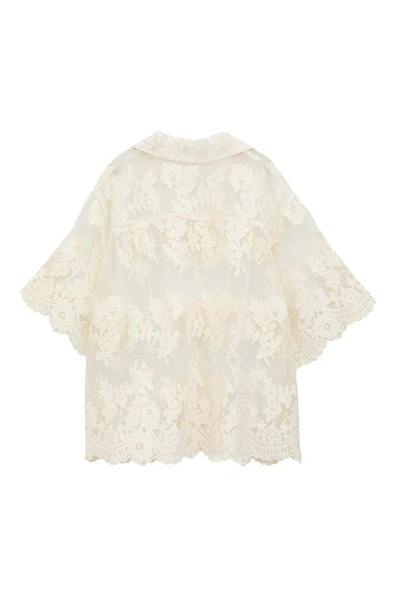 CLANE(クラネ) SHEER FROWER LACE SHIRTS シアーフラワーレースシャツ 18122-4162