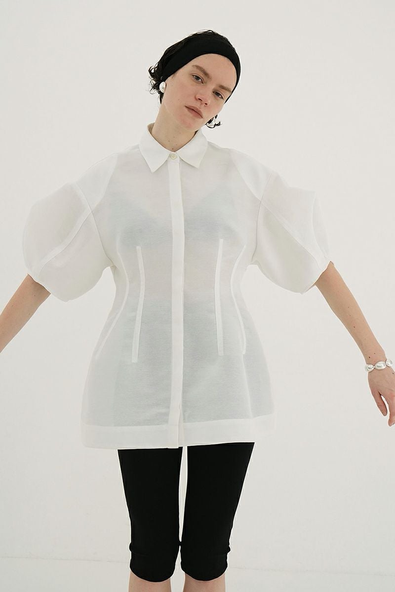 CLANE(クラネ) WAIST SHAPE PUFF SLEEVE TOPS ウエストシェイプパフスリーブトップス 18122-4252