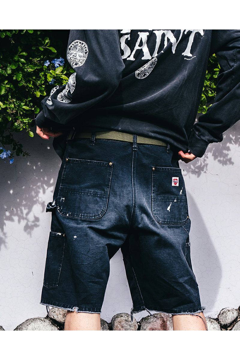 SAINT Mxxxxxx(セントマイケル) SM-HR8-0000-071 / DOUBLE KNEE SHORTS / BLACK ダブルニーショーツブラック