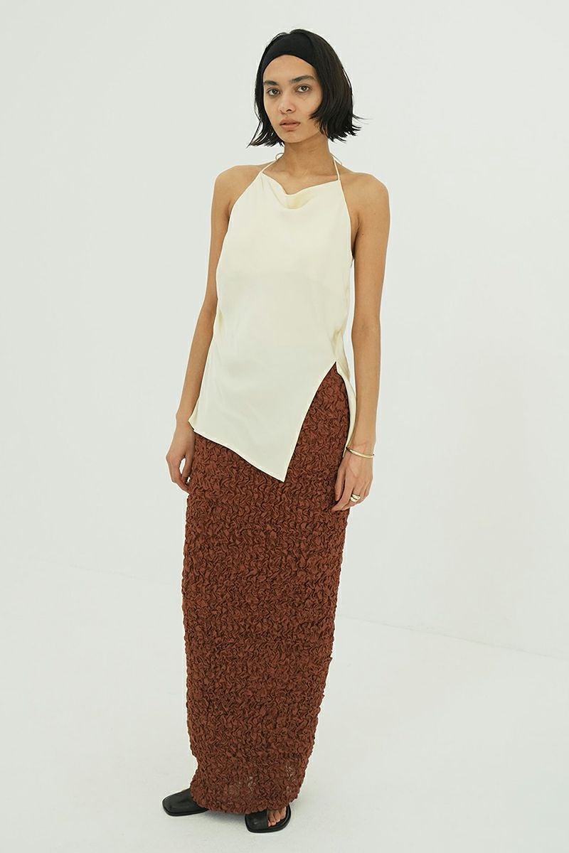 CLANE(クラネ) DRAPE SATIN CAMISOLE TOPS ドレープサテンキャミソールトップス 18122-4282