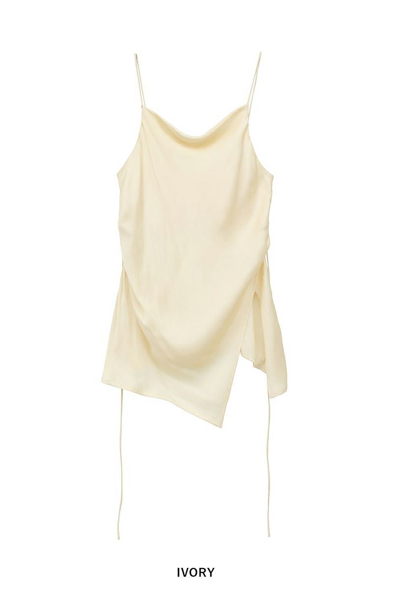 CLANE(クラネ) DRAPE SATIN CAMISOLE TOPS ドレープサテンキャミソールトップス 18122-4282