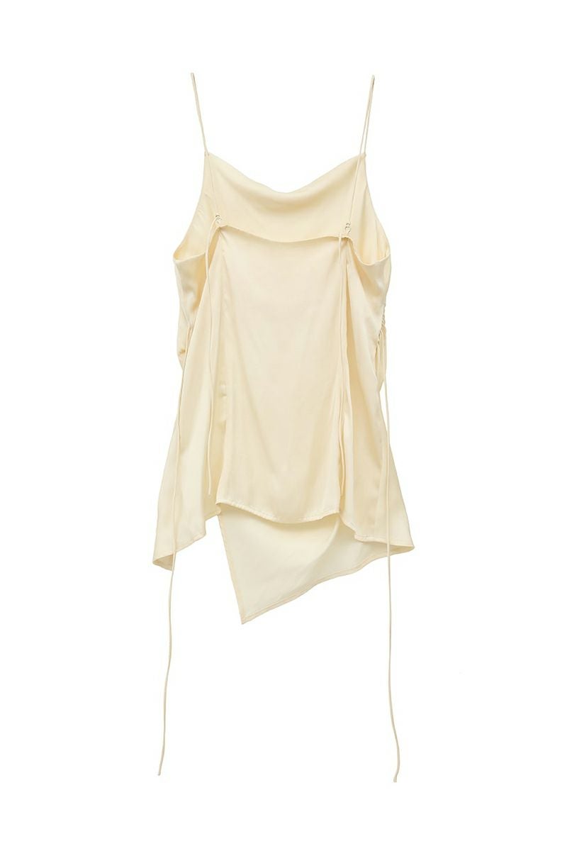 CLANE(クラネ) DRAPE SATIN CAMISOLE TOPS ドレープサテンキャミソールトップス 18122-4282