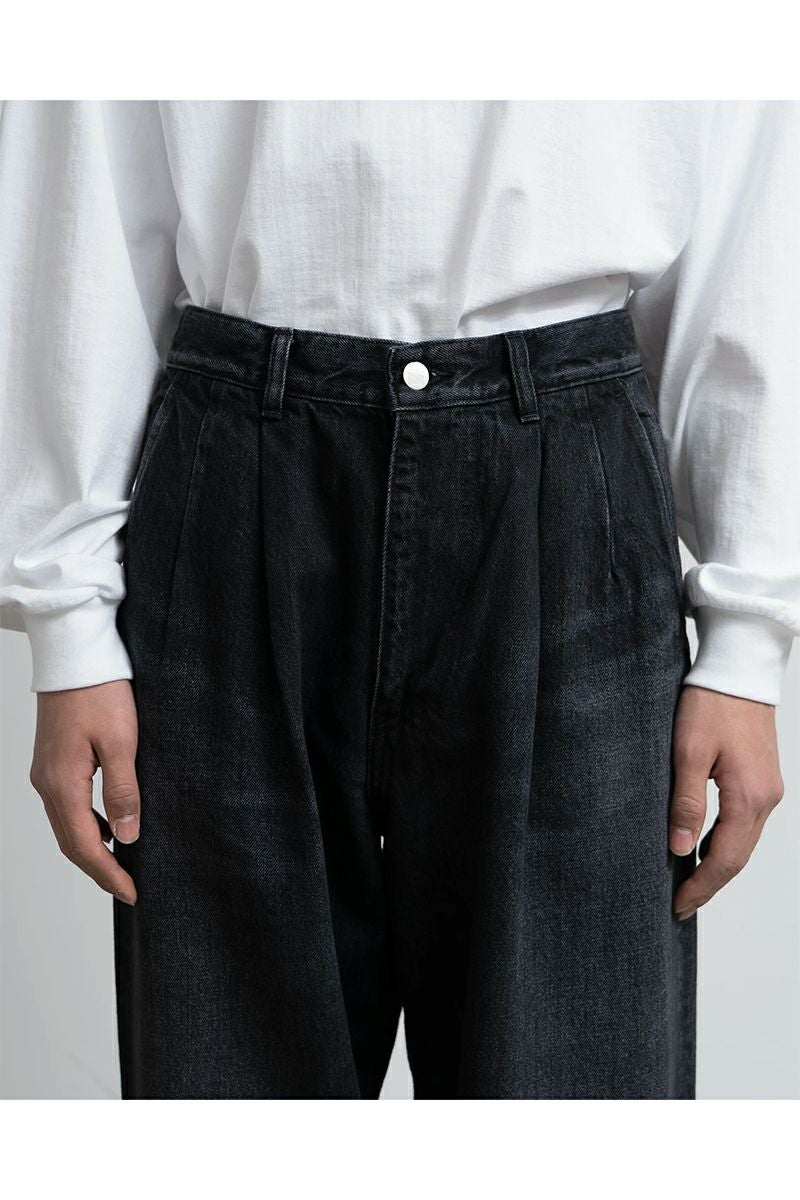 Graphpaper(グラフペーパー) Selvage Denim Two Tuck Tapered Pants -DARK FADE- セルヴィッチデニムツータックテーパードパンツ ダークフェード GU253-40060DB
