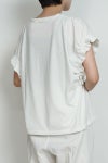 homspun(ホームスパン) 40/1フライスＶネックギャザーS/L 2WAYカットソー Tシャツ 6929