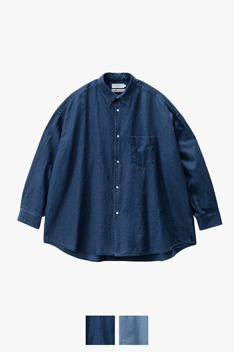 Graphpaper(グラフペーパー) SIDOGRAS Indigo Poplin L/S Oversized Regular Collar Shirt シドグラスインディゴポプリン長袖オーバーサイズレギュラーカラーシャツ GM252-50045