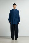 Graphpaper(グラフペーパー) SIDOGRAS Indigo Poplin L/S Oversized Regular Collar Shirt シドグラスインディゴポプリン長袖オーバーサイズレギュラーカラーシャツ GM252-50045