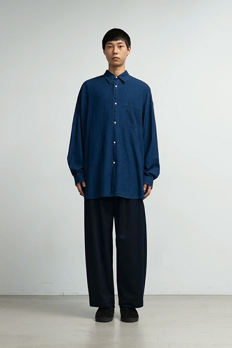Graphpaper(グラフペーパー) SIDOGRAS Indigo Poplin L/S Oversized Regular Collar Shirt シドグラスインディゴポプリン長袖オーバーサイズレギュラーカラーシャツ GM252-50045