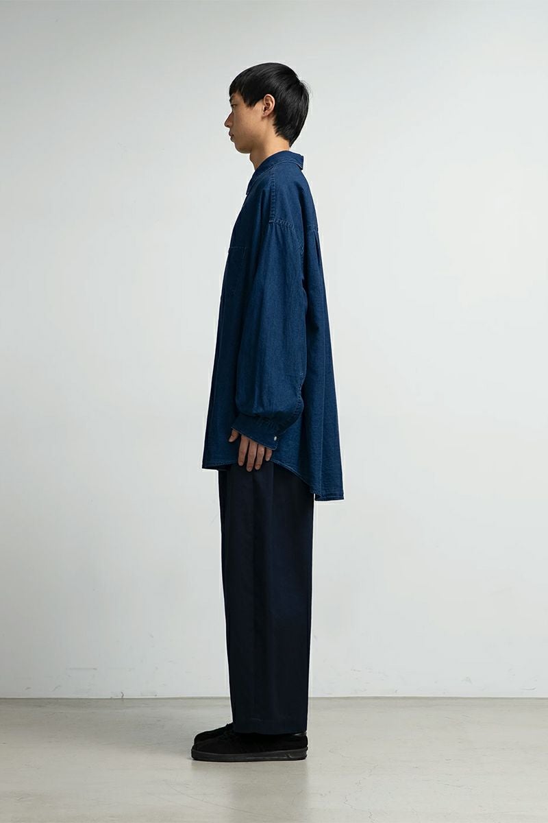 Graphpaper(グラフペーパー) SIDOGRAS Indigo Poplin L/S Oversized Regular Collar Shirt シドグラスインディゴポプリン長袖オーバーサイズレギュラーカラーシャツ GM252-50045
