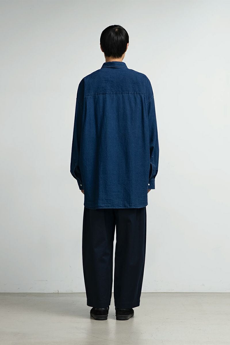 Graphpaper(グラフペーパー) SIDOGRAS Indigo Poplin L/S Oversized Regular Collar Shirt シドグラスインディゴポプリン長袖オーバーサイズレギュラーカラーシャツ GM252-50045