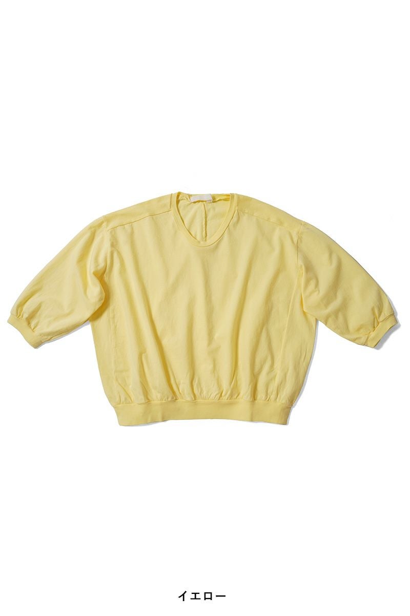 30/1天竺　六分袖Vネックプルオーバー　コットンカットソー　6545 