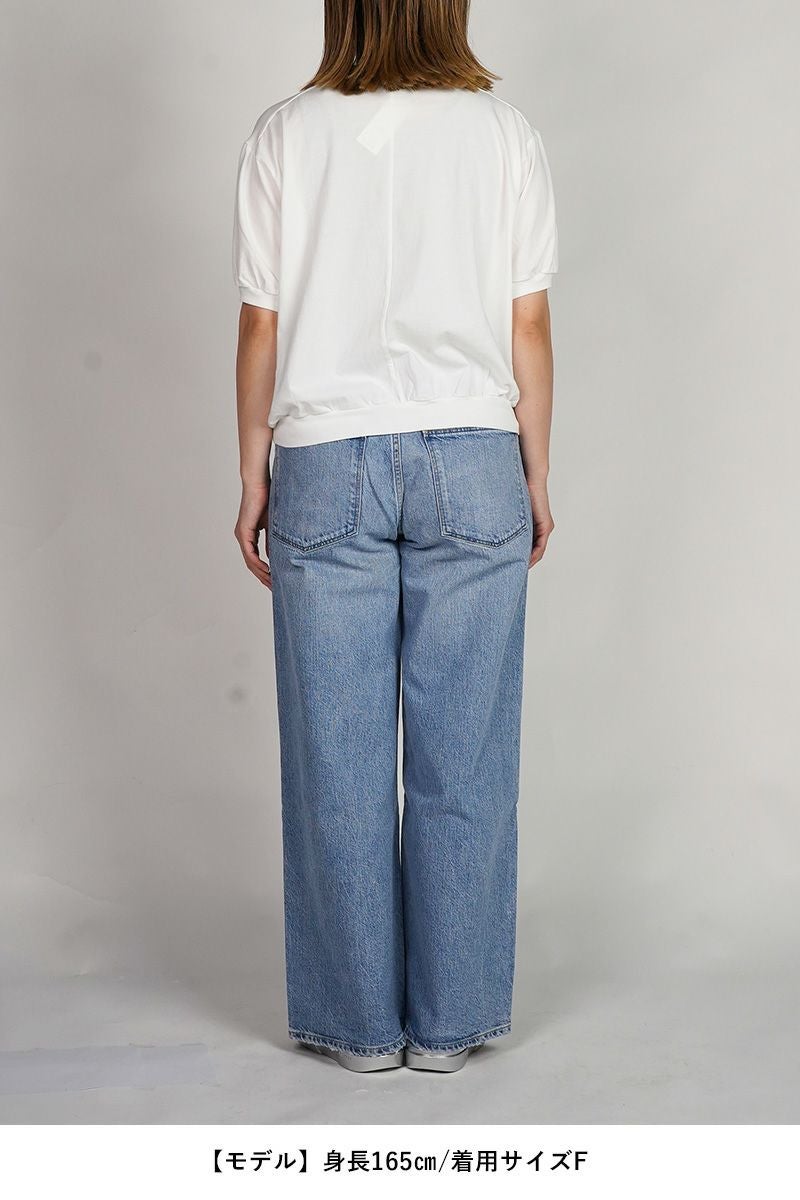  30/1天竺　クルーネックプルオーバー　パフスリーブコットンカットソー　6553 