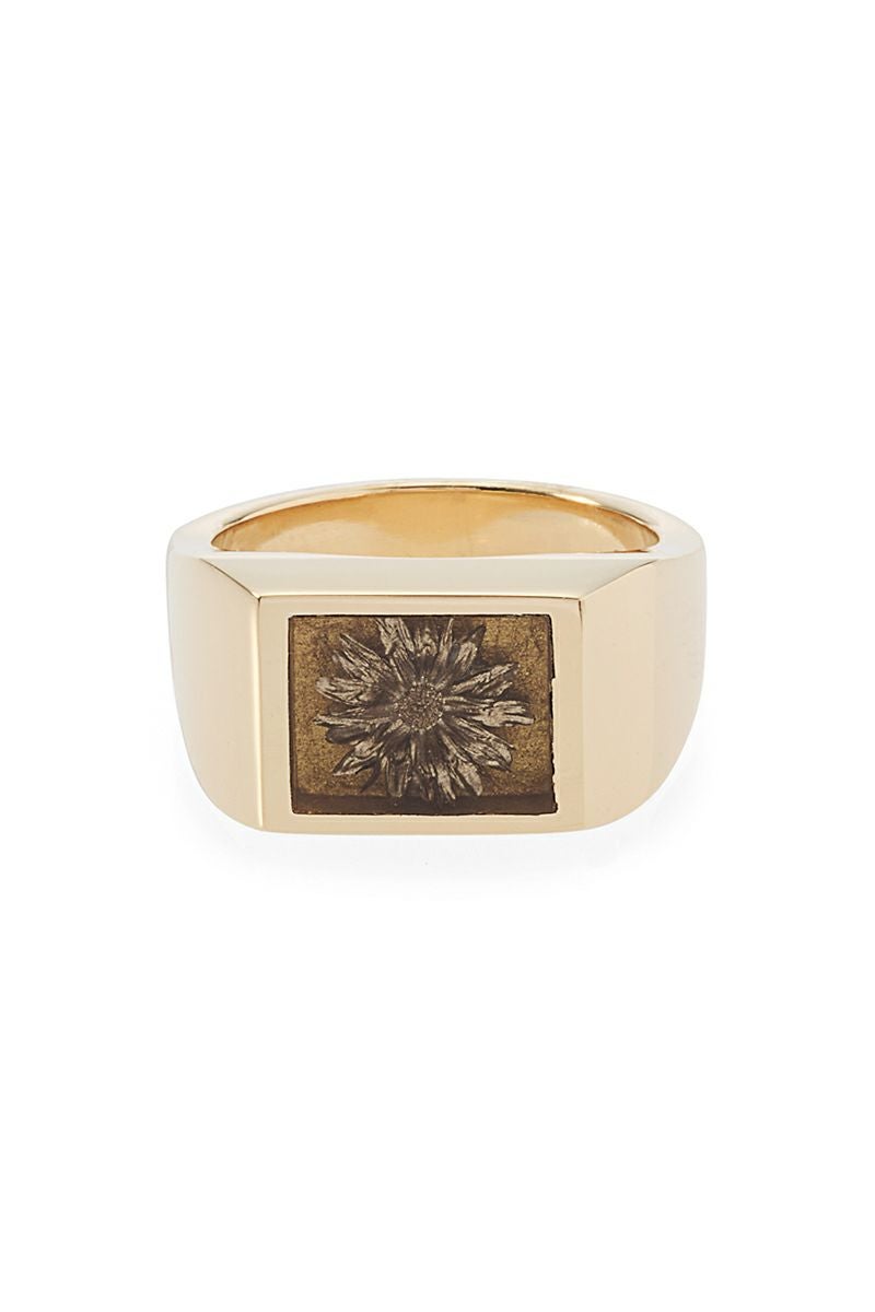 t*1様 XOLO JEWELRY Golden Palm Flower ショロ Signet Ring with Golden Palm Flower | XOLO JEWELRY(ショロ