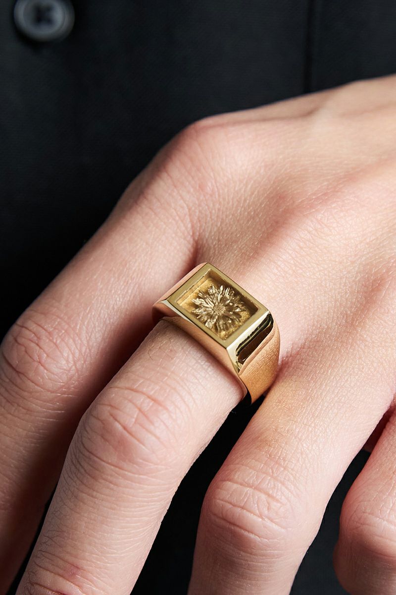 XOLO(ショロ) | XOLO(ショロ) Signet Ring with Golden Palm Flower