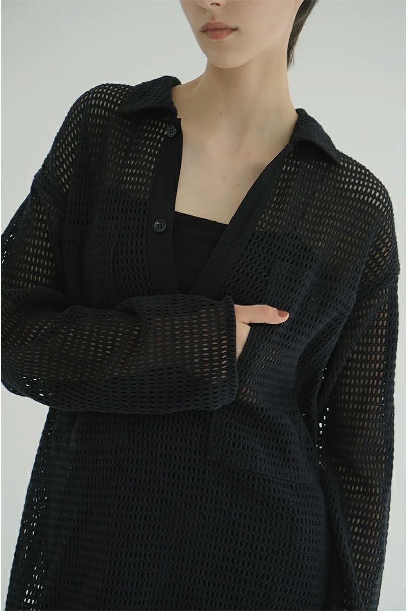 トップス CLANE MESH POCKET OVER SHIRTS CLANE/クラネ】MESH POCKET OVER SHIRTS/メッシュポケットオーバー