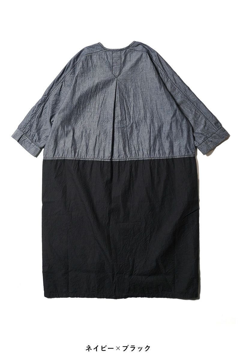 homspun(ホームスパン) ライトオンスシャンブレー　七分袖比翼ワンピース 252-1644