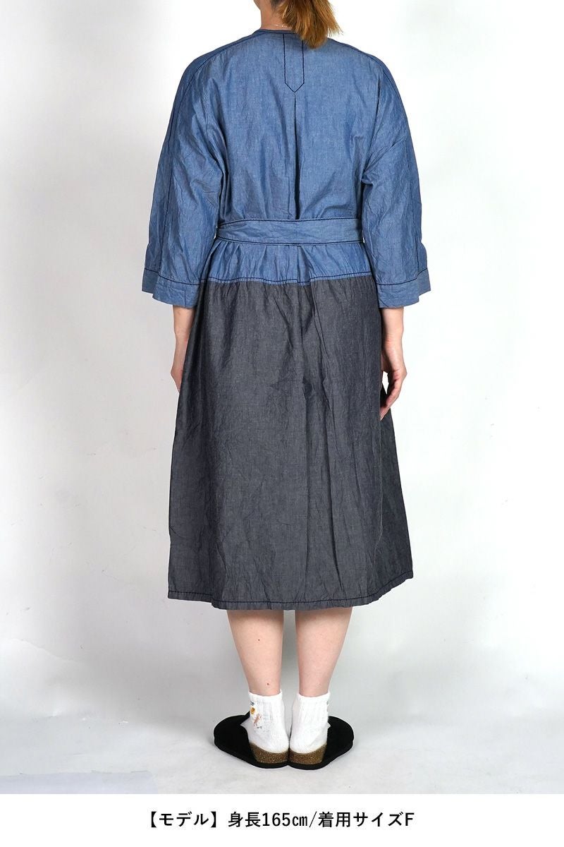 homspun(ホームスパン) ライトオンスシャンブレー　七分袖比翼ワンピース 252-1644